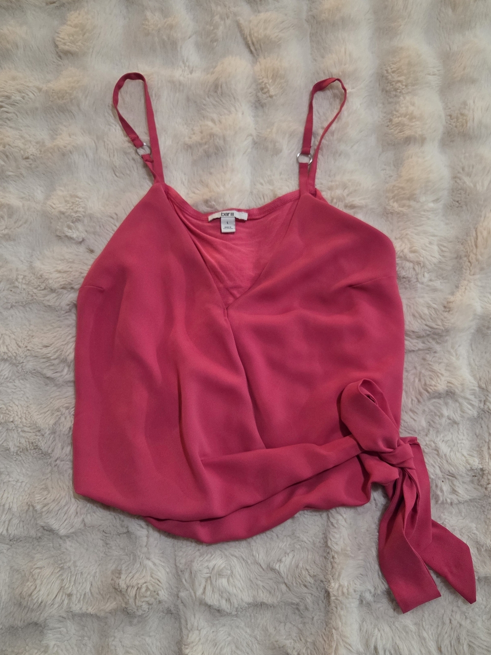 Womens Pink Wrap-Front Tie Camisole